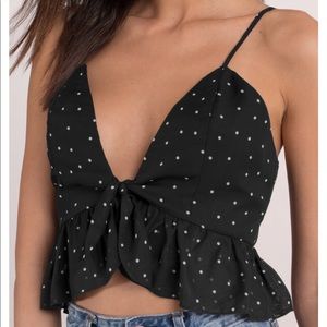 NWOT! TOBI BLACK POLKA DOT CROP TOP